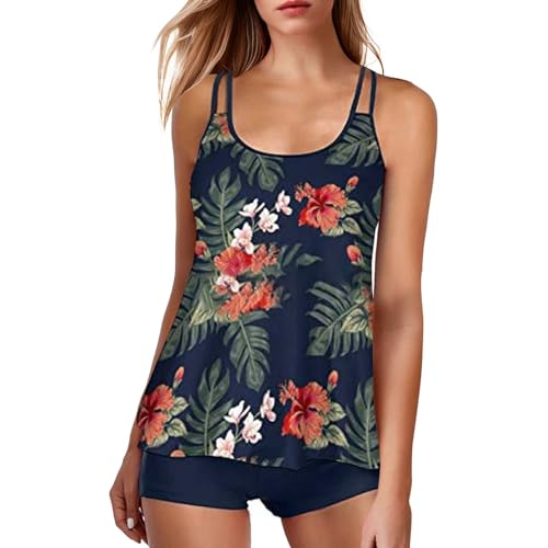 riou Tankinis Mujer 2025 Reductores Tallas Grandes Funky Vintage Impresión Monokini Falda de Conjunto Dividido Bañador Swimsuit Deportivo de Cintura Altapara Piscina Mar Fiesta Falda de baño