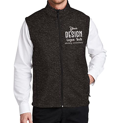 INK STITCH Men F236 Custom Embroidery Add Your Own Logo Texts Sweater Fleece Vests