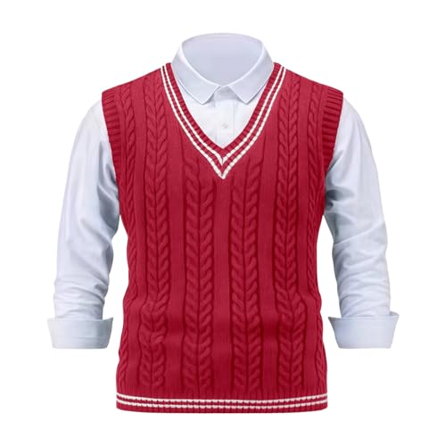 Mens Sweater Vest V Neck Knitted Pullover Slim Fit Business Casual Soft Breathable Daily Sleeveless Sweaters Vest2