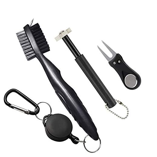 J TOHLO Cepillo Limpiador De Ranuras Para Palos De Golf, Kit De Limpieza Para Golf Con Afilador De Ranuras Para Palos, Herramienta De Reparación De Ranuras Para Golf, Cepillo De Limpieza De Doble Cara