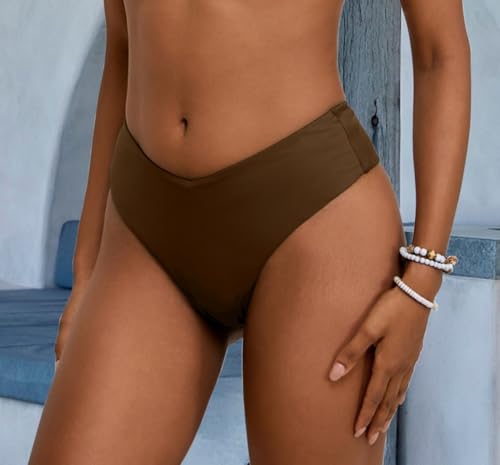 Image of geluboao Women's Bikini Bottom Sexy V Cut High Cut Swimsuit High Waisted Bathing Suit Bottoms