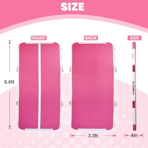 Image of DOBESTS Inflatable Air Gymnastics Mat Tumbling Mat Tumble Track Gymnastics Training for Kids Home 6.6 feet 10 feet 13feet 16feet 20feet 4 /8inch Thick for Cheerleading Dance Yoga Cheer Water With Pump