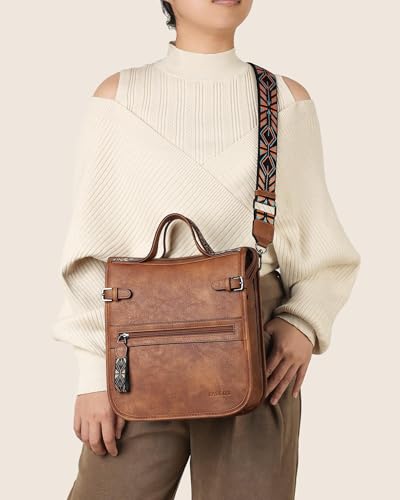 FADEON Crossbody Bags Purses for Women Designer Cross Body Shoulder Bag Purse PU Leather Top Handle Handbag Wide Strap3