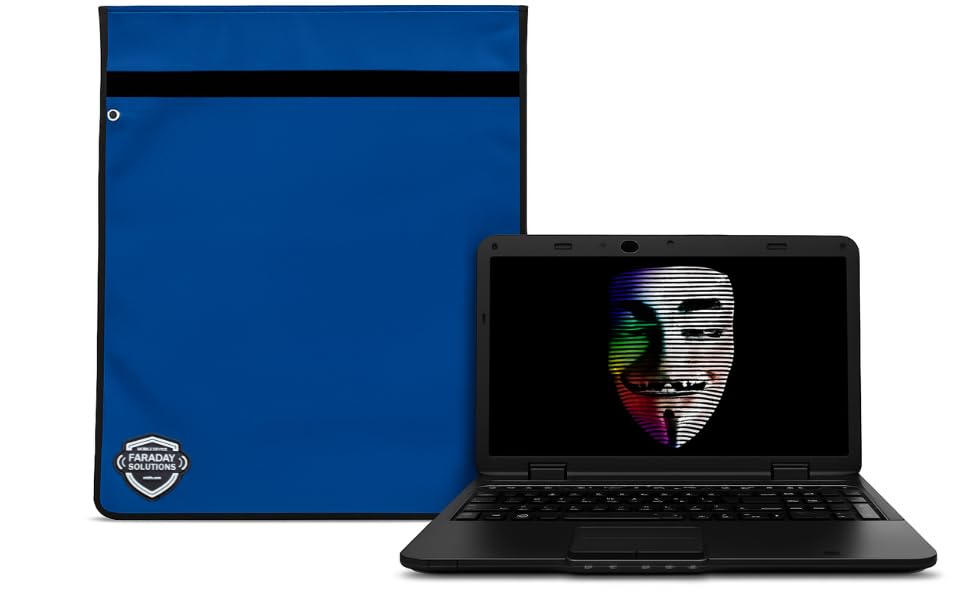 Faraday Laptop Bag 22'x16' – Signal Blocking Case for Laptops, Tablets & Phones – EMF/RF/WiFi/Cell/GPS Shielding – Dual-Layer Protection – Forensic-Grade Device Isolation (Blue)