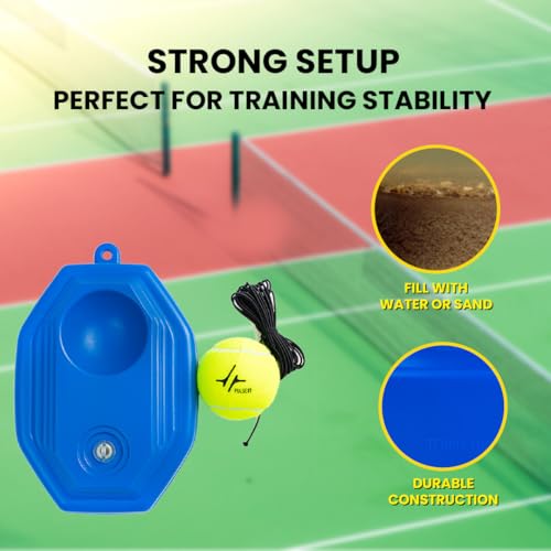 Image of PulseITStroke - Tennis Trainer Rebound Ball with String | Self-Practice Tennis Training Set with Base | Cricket & Tennis Rebound Ball with Rope | Fill with Water or Sand for Stability (Octagon)