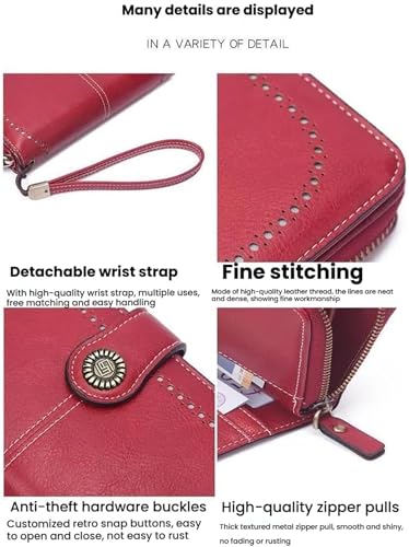 Civilizek/Beyonddraw Women's Fashion Zipper Wallet, Large Capacity Wristlet Clutch Wallet with Multiple Card Slots4