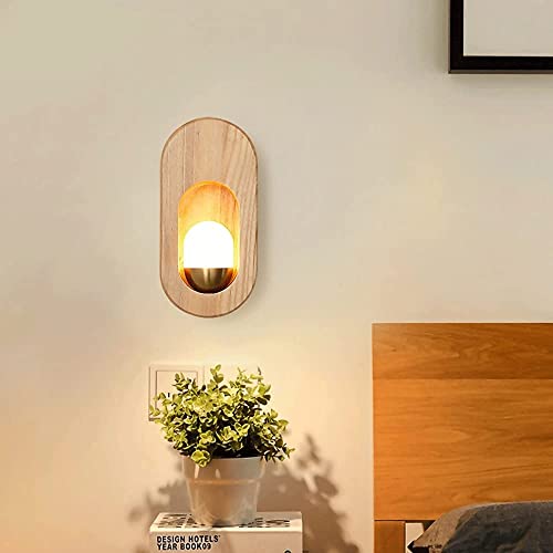 Lámpara de pared de madera para pasillos y dormitorios con luz acrílica acogedora 4