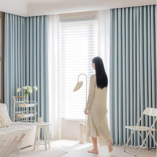 Rideaux opaques chambre occultants bleus 137x274 oeillets Beydodo polyester