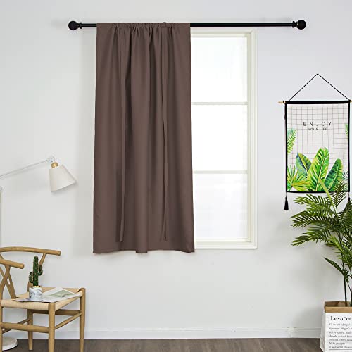 Cortinas opacas romanas SIMPVALE café de 120x120 cm con bolsillo para barra de cocina 4