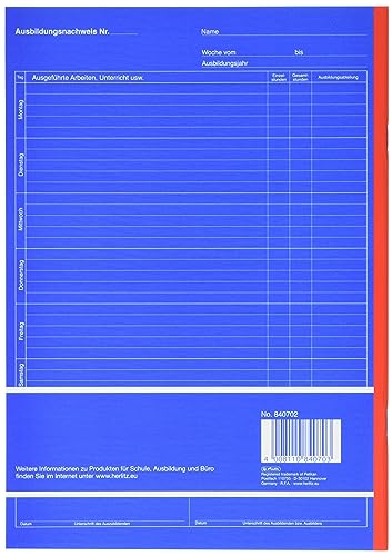 Herlitz 840702 Berichtsheft für Berufsausbildung, A4, 28 Blatt, 5-er Pack (5)