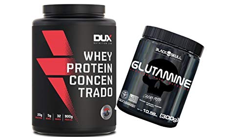Kit whey protein concentrado dux 900g + Glutamina 300g black