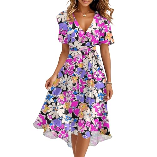 Spring Summer Chiffon Midi Dresses for Women 2025 Elegant Classy Wedding Guest Floral Formal Cocktail Prom Dress