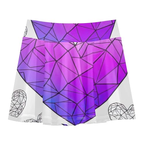 Cute Athletic Shorts for Girls Skorts Toddler Tennis Skirts Butterfly Skirt Polygonal Hearts 4t