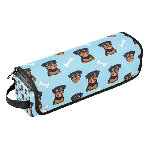 Bolsa de viaje para herramientas de cabello y tapete resistente al calor con cierre para planchas, rizadores, secadora - diseño con caras de perro rottweiler en azul miniatura 1