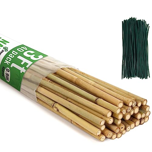 SWANGSA 40 Pack Bamboo Stakes for Plant 3 Feet,Bamboo Sticks Plant Support Garden Stakes Poles with...