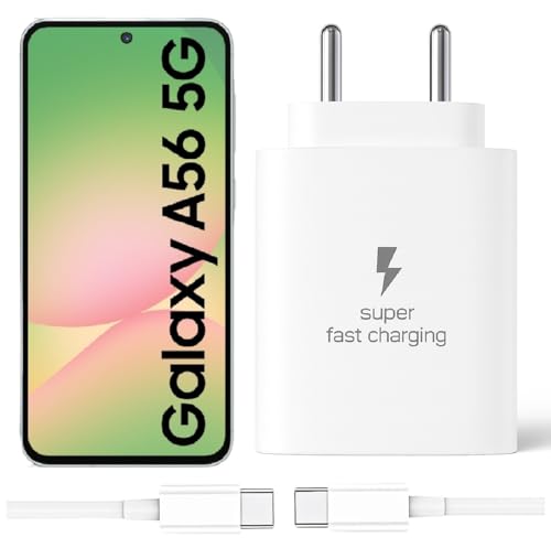 Image of 25W Type-C Charger with Cable Compatible with Samsung-Galaxy A56 5g | Super Fast Charger Adapter for S23 /S24 /S25 /S21Fe /A14 /M17 /M06 /M07 /M05 /F05 /F15 /F06 /M36 /A55 / F17 /A16 /M16 /A56 /A36 /A35 /A34 /A26, White