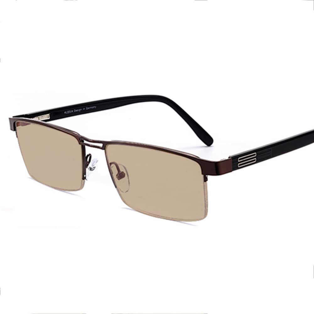 SFIVE Gafas De Lectura Fotocromaticas Media Caja Gafas De Sol HD Anti Luz Azul Gafas De Presbicia Hombres Multifoco Negro/Bronceado 1.0 1.5 2.0 2.5 3.0 (Color : Bronzed, Size : +3.5)