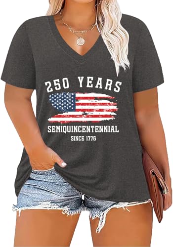 Image of ForHailey Women's Plus Size Short Sleeve Tee Shirt V Neck Basic Ladies Loose Fit T Shirt 1X-5X