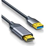 USB - HDMIケーブル、内蔵ドライバー、6.6フィート USB 3.0 - HDMIオスケーブル HD 1080P モニターコンバーターコード オーディオ付き デスクトップ、ノートパソコン、モニター、プロジェクター、HDTV用 Windows 7/8/8.1/10/11に対応