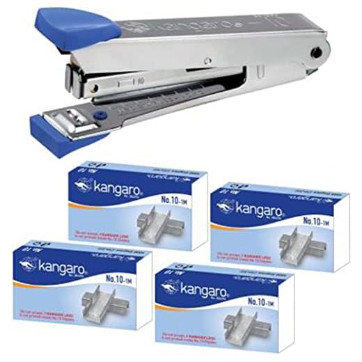 Stapler No 10 with 4 Packet Stapler Pin, Standard Stapler, Full-Strip, 20 Sheet Capacity, Includes Staples