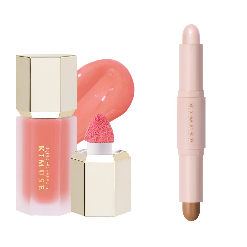 KIMUSE Soft Liquid Blush for Cheeks & 2 Color Dual Cream Contour Stick