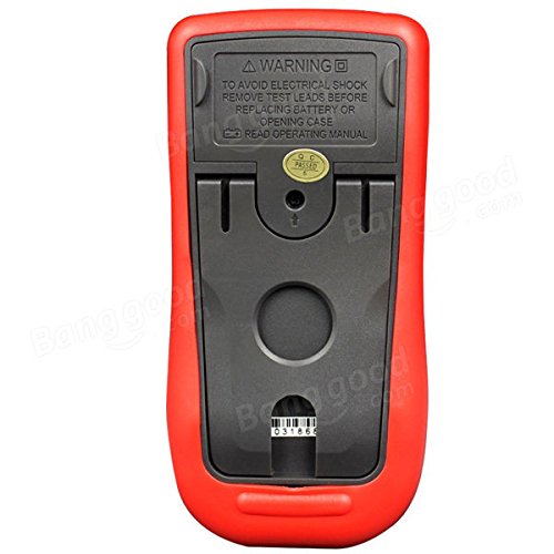 Назад view of the UNI-T UT151C Digital Multimeter showing the battery compartment and safety warnings.