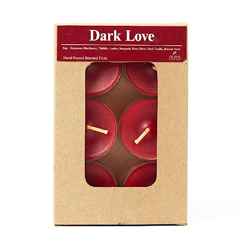 Image of AuraDecor Scented Soy Wax Acrylic Tealight Candle, Organic Luxury Aroma, Aromatic /Aromatherapy Candle || Burning Time Upto 4 Hours (Dark Love, Pack of 12 Tealights)