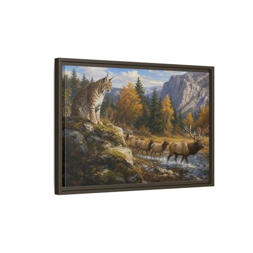 Art mural faune sauvage grand format encadré fini expresso haut de gamme