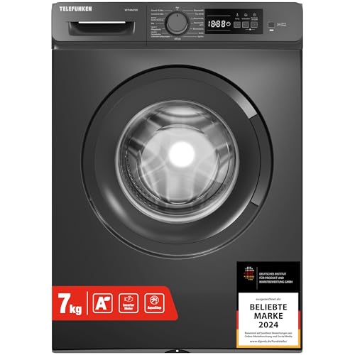 Telefunken Waschmaschine 7kg | Frontlader 1400 U/Min. | Energieklasse A | Inverter Motor | AquaStop | Schontrommel | 15 Programme | Startzeitvorwahl | Kindersicherung | W714AS1DI dark inox