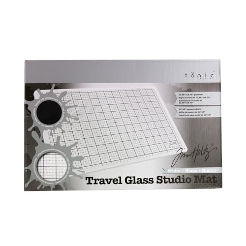 Tabla de corte de vidrio Tim Holtz Tonic Studios de 40x26 cm con bolsa 5