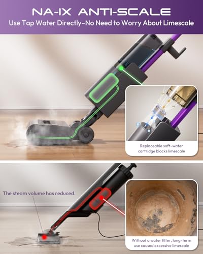 Image of Steam Mop for Floor Cleaning, Lightweight Electric Mop with Deep Steam, Self-Cleaning, NA-IX Limescale Protection, Power-Assisted Drive, 180 Lie Flat & LED Light for All Sealed Hard Floors