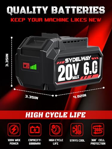 Image of 20V 6.0Ah Battery Replacement for Skil 20V Battery, Compatible with SKIL PWRCORE 20 Volt Cordless Power Tools and Chargers, Replacement for Skil Battery BY519601 BY519603 BY519702