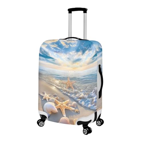 COEQINE Luggage Cover 18 19 20 21 Inch Small Luggage Protection Travel Carry On Luggage Suitcase Cover with Zipper for Summer Travel Sea Beach Starfish Shell Sand2