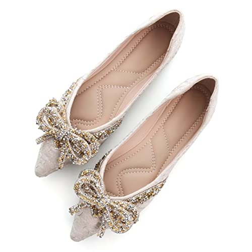 TN TANGNEST Womens Christmas Flat Shoes Snowflake Bell Bowknot Flats Fashion Pointed Toe Comfortable Slip On Flats