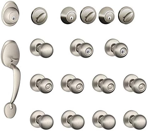 Schlage J400-BAR-CNA Barcelona Complete House Door Hardware Package with Corona, Satin Nickel