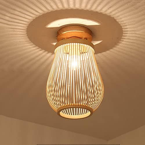 MODEBHD Bamboe Geweven Hanglamp, Creatieve Rotan Kroonluchter, E27 Duurzame Bamboe Geweven Lamp, Geschikt Voor Bar, Café, Woonkamer Lampenkap (zonder Gloeilamp)