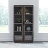 Liberty Furniture Cascade Falls Display Cabinet for Dining Room with LED Light- Satin Espresso
