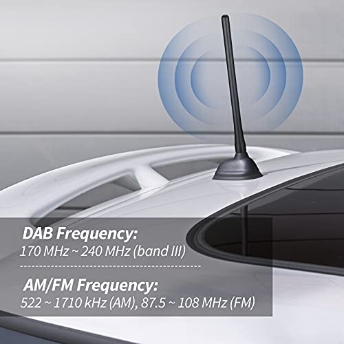 Bingfu Antenna Auto Corta Universale Amplificatore Autoradio DAB FM 19,5 cm Nucleo in Rame ad Alta Conduttività Tetto per Amplificata Tuning Radio Veicolo Camion SUV,Viti M4.0 M5.0 M6.0