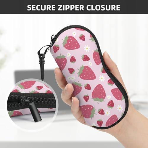 Image of Sunglasses Soft Case, Cute Ultra Light Portable Neoprene Zipper Eyeglass Glasses Case with Belt Clip for Men Women
