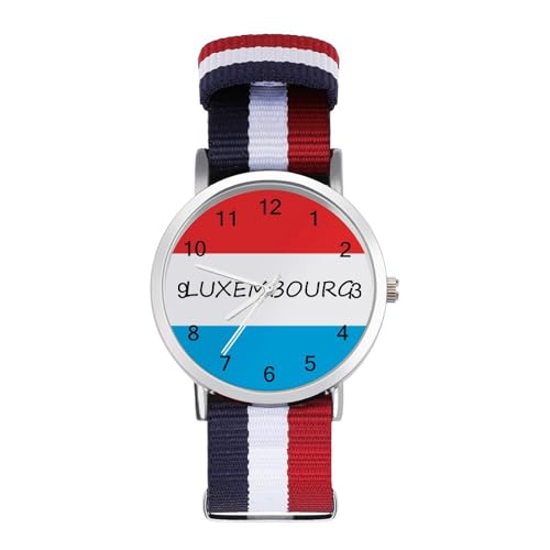 Luxembourg Flag Lightweight Wrist Watch Adjustable Nylon Band Outdoor Sport Work Wrist Watch Easy to Read Time