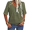 T Shirts for Women UK, Tshirts Women Summer,Tee Blouse T-Shirt Casual Short Sleeve Printed Crew Neck Button Down Top for Work and Daily Wear Tunic Tops T-Shirts for Ladies Army Green #1