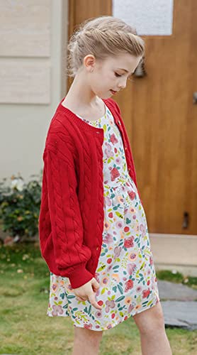 SMILING PINKER Little Girls Boys Cardigan Toddler Unisex Chunky Cable Knit Cotton Button Up Sweater4