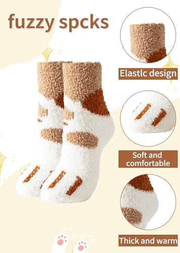 Cozy Fluffy Animal Slipper Socks for Women, Soft Warm Winter Sleep Socks, Fuzzy Christmas Gift Socks for Girls3
