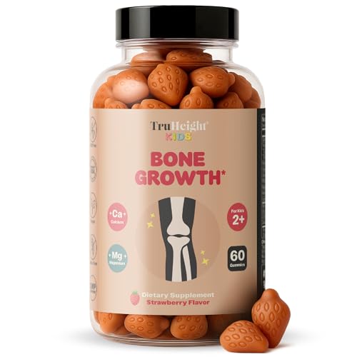 TruHeight Kids Bone Growth Gummies (Strawberry Ages 2+) Tall Nutrition for Natural Growth for Kids & Toddlers - Vitamin D Calcium K Magnesium Multivitamin Bone Strength Vitamins D3 K2 Taller