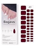 Bagavs Strisce Adesive Unghie Gel UV Piedi 32 PCS Burgundy Pedicure Semi Indurite Effetto ...