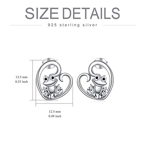 Popkimi Sterling Silver Frog Earrings Heart Shape Frog Stud Earrings For Women Girls Birthday Jewelry Gifts (Frog) #TOP5