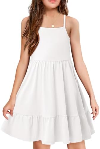 Yoklass Girls Dress Casual Round Neck A Line Ruffle Sleeve Knee L...