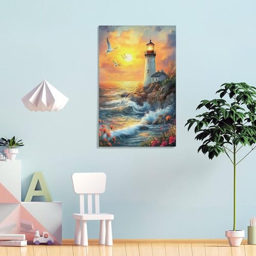 Impression sur toile phare côtier décoration murale maison 30x45