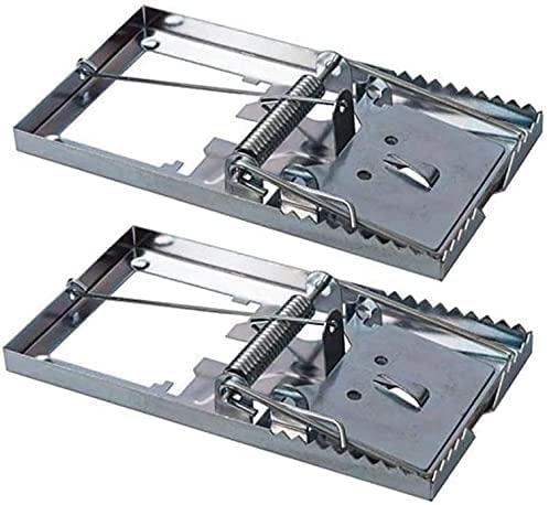 2 x Classic Metal Rat Traps | Reusable Rat Mouse Rodent Large Metal Snap Traps | Traditional Galvanised Metal Rodent Traps Effective For Indoor/Outdoor Use