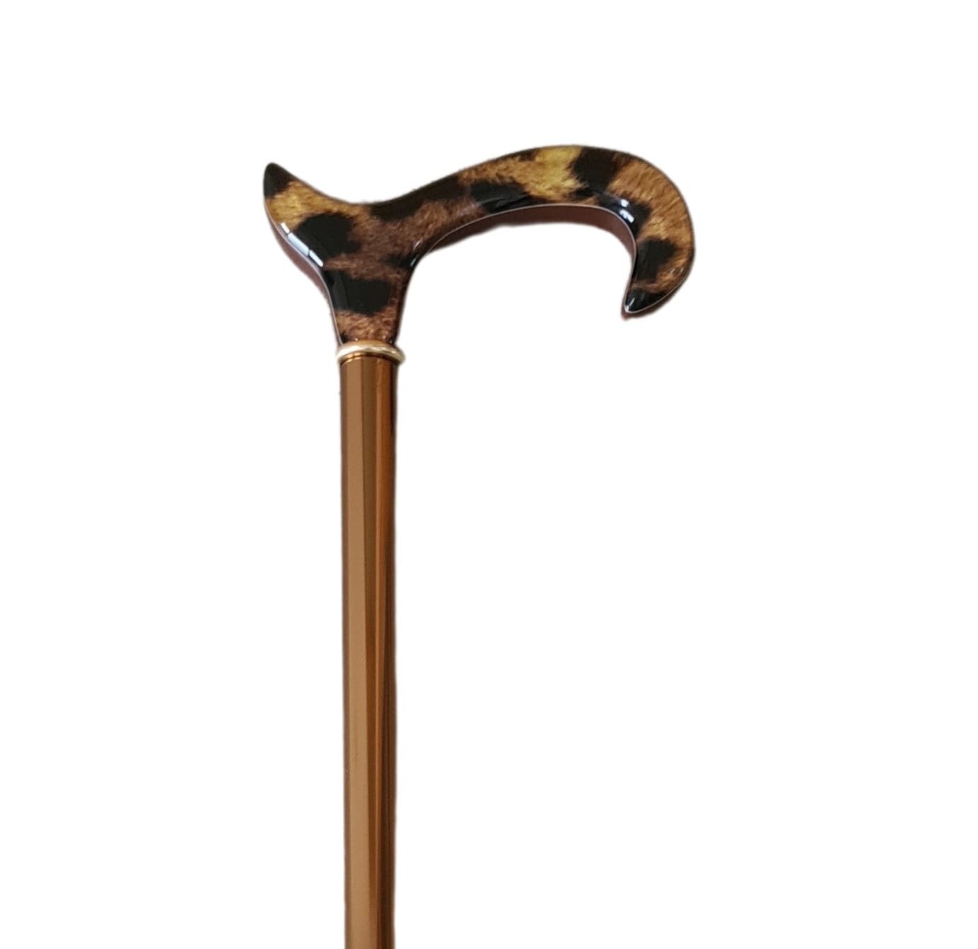 Stock-Fachmann® Bastone da passeggio in alluminio con manico Derby a 10 posizioni, regolabile in altezza, da 79 cm a 102 cm, colore oro, manico "Wildlife", peso 300 g, portata fino a 100 kg